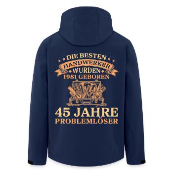 Jahrgang 1981 geboren Handwerker 45. Geburtstag - Recycelte Männer Softshell-Jacke von Stanley/Stella - Navy - Hinten - AI Model Male 185 light (185cm)
