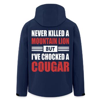 Never Killed A Mountain Lion But Chocked A Cougar - Recycelte Männer Softshell-Jacke von Stanley/Stella - Navy - Hinten - AI Model Male 185 light (185cm)