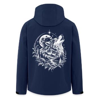 Heulender Wolf Vollmond Wald Natur Vintage - Recycelte Männer Softshell-Jacke von Stanley/Stella - Navy - Hinten - AI Model Male 185 light (185cm)