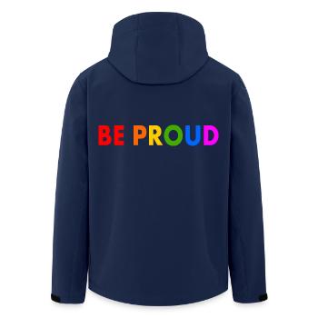 Be proud - Men’s Recycled Softshell Jacket by Stanley/Stella - navy - Back - AI Model Male 185 light (185cm)