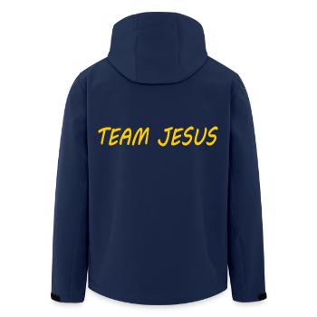 Team jesus - Men’s Recycled Softshell Jacket by Stanley/Stella - navy - Back - AI Model Male 185 light (185cm)