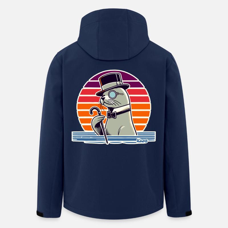 Gentleman seal with walking stick - Men’s Recycled Softshell Jacket by Stanley/Stella - navy