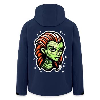 Femme extraterrestre verte - Style de tatouage de science-fiction - Veste softshell homme en polyester recyclé Stanley/Stella - marine - Dos - AI Model Male 185 light (185cm)
