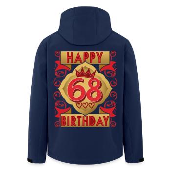 68th birthday 68 years old saying, vintage design - Men’s Recycled Softshell Jacket by Stanley/Stella - navy - Back - AI Model Male 185 light (185cm)
