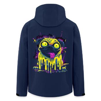 Trippy Psychedelic Pug Colorful Graffiti Style - Men’s Recycled Softshell Jacket by Stanley/Stella - navy - Back - AI Model Male 185 light (185cm)