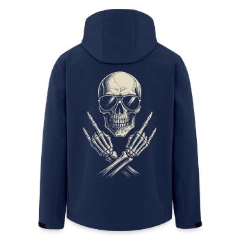 Rock Music, Skull, Rock Hand, Heavy Metal - Men’s Recycled Softshell Jacket by Stanley/Stella - navy - Back - AI Model Male 185 light (185cm)