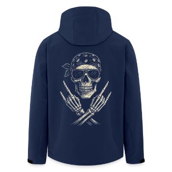 Rock Music, Skull, Rock Hand, Heavy Metal - Men’s Recycled Softshell Jacket by Stanley/Stella - navy - Back - AI Model Male 185 light (185cm)