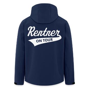 Rentner – On Tour (Rente / Ruhestand / White) - Recycelte Männer Softshell-Jacke von Stanley/Stella - Navy - Hinten - AI Model Male 185 light (185cm)