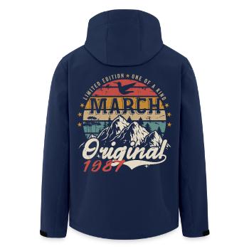 Génial Depuis Mars 1987 | Anniversaire Mars 1987 - Veste softshell homme en polyester recyclé Stanley/Stella - marine - Dos - AI Model Male 185 light (185cm)
