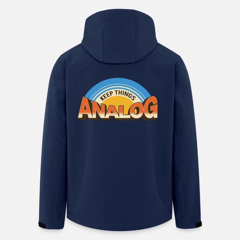 Keep Things Analog – Retro Tech Statement - Men’s Recycled Softshell Jacket by Stanley/Stella - navy