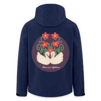 cygnes amoureux, romantique, couple saint valentin - Veste softshell homme en polyester recyclé Stanley/Stella - marine - Dos - AI Model Male 185 light (185cm)
