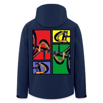 Comic Strips Road Bike Keirin - Cycling - Men’s Recycled Softshell Jacket by Stanley/Stella - navy - Back - AI Model Male 185 light (185cm)