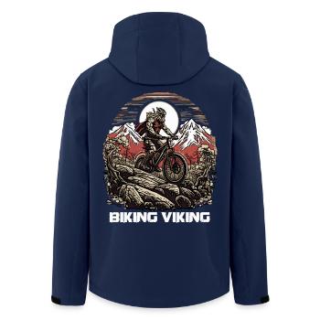The cycling Viking loves mountain biking - Men’s Recycled Softshell Jacket by Stanley/Stella - navy - Back - AI Model Male 185 light (185cm)
