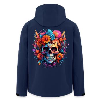 Bouquet of Flowers Sugar Skull Skull - Men’s Recycled Softshell Jacket by Stanley/Stella - navy - Back - AI Model Male 185 light (185cm)