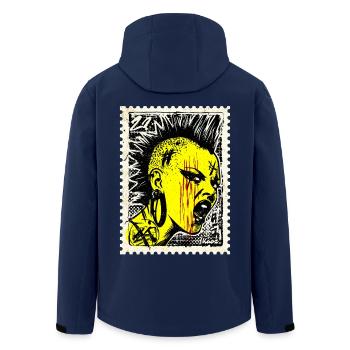 Femme punk sauvage avec mohawk et colère sur timbre-poste - Veste softshell homme en polyester recyclé Stanley/Stella - marine - Dos - AI Model Male 185 light (185cm)