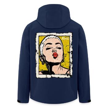 Buzzcut Punk Mädchen mit Kussmund im Pop-Art Stil - Recycelte Männer Softshell-Jacke von Stanley/Stella - Navy - Hinten - AI Model Male 185 light (185cm)