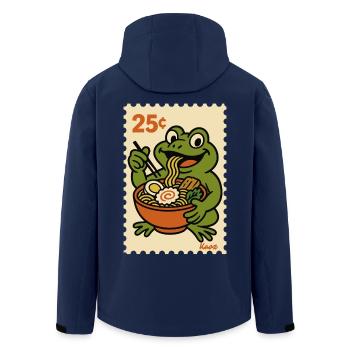 Grenouille heureuse avec des ramen sur timbre-poste - Veste softshell homme en polyester recyclé Stanley/Stella - marine - Dos - AI Model Male 185 light (185cm)