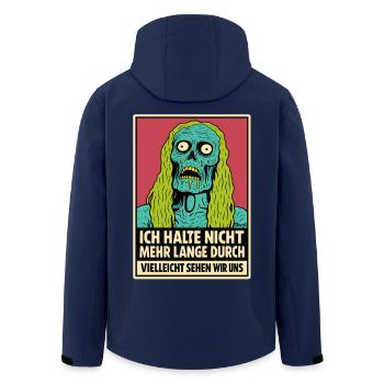 Zombie mit Spruch: „Ich halte nicht durch“ - Recycelte Männer Softshell-Jacke von Stanley/Stella - Navy - Hinten - AI Model Male 185 light (185cm)