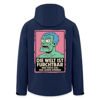 Die Welt ist furchtbar – Zombie Statement - Recycelte Männer Softshell-Jacke von Stanley/Stella - Navy - Hinten - AI Model Male 185 light (185cm)