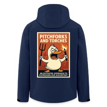 Canard en colère avec torche et fourche - Veste softshell homme en polyester recyclé Stanley/Stella - marine - Dos - AI Model Male 185 light (185cm)