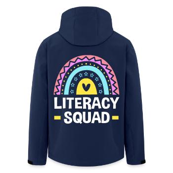Bookworm Reading Primary School Teacher - Men’s Recycled Softshell Jacket by Stanley/Stella - navy - Back - AI Model Male 185 light (185cm)