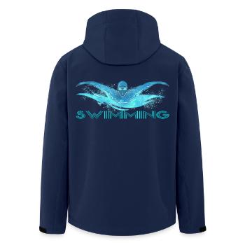 Dynamischer Schwimmer mit Wasserwellen - Recycelte Männer Softshell-Jacke von Stanley/Stella - Navy - Hinten - AI Model Male 185 light (185cm)