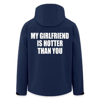 my boyfriend is out of town - Men’s Recycled Softshell Jacket by Stanley/Stella - navy - Back - AI Model Male 185 light (185cm)