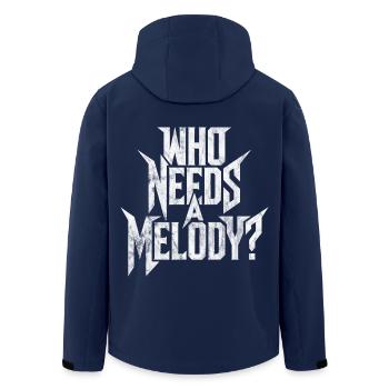 Dicton métal, drôle, ironique, QUI A BESOIN D’UNE MÉLODIE ? - Veste softshell homme en polyester recyclé Stanley/Stella - marine - Dos - AI Model Male 185 light (185cm)