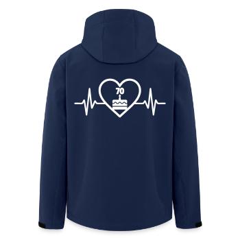 Herzkuchen zum 70. Geburtstag - Recycelte Männer Softshell-Jacke von Stanley/Stella - Navy - Hinten - AI Model Male 185 light (185cm)