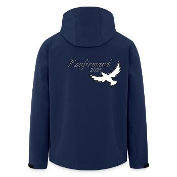 Konfirmation 2026 Konfirmand auffliegende Taube - Recycelte Männer Softshell-Jacke von Stanley/Stella - Navy - Hinten - AI Model Male 185 light (185cm)