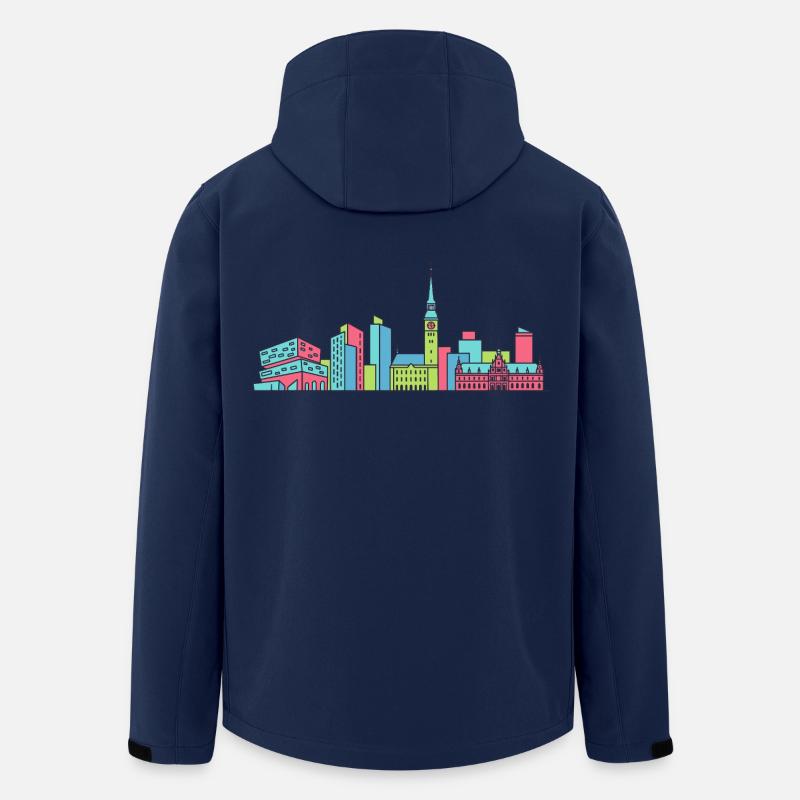 Hamburger Stadt-Skyline Speicherstadt-Linienkunst - Recycelte Männer Softshell-Jacke von Stanley/Stella - Navy