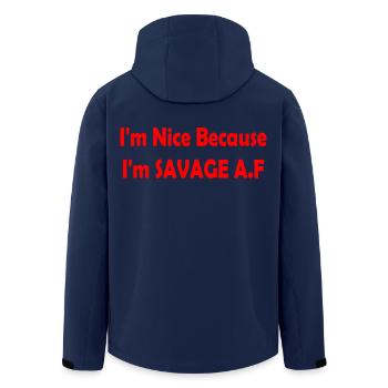 I'm Nice Because I'm Savage Af - Recycelte Männer Softshell-Jacke von Stanley/Stella - Navy - Hinten - AI Model Male 185 light (185cm)
