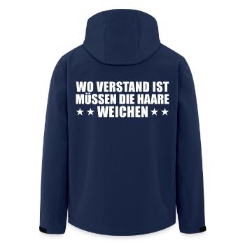 Verstand müssen die Haare weichen - Glatze - Recycelte Männer Softshell-Jacke von Stanley/Stella - Navy - Hinten - AI Model Male 185 light (185cm)
