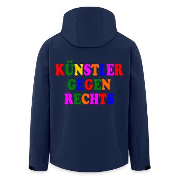 Künstler gegen rechts - Recycelte Männer Softshell-Jacke von Stanley/Stella - Navy - Hinten - AI Model Male 185 light (185cm)