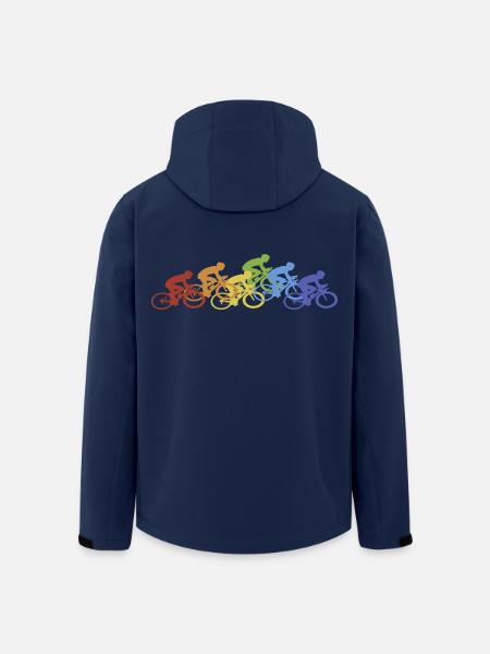 Fahrrad Radfahrer Regenbogen - Recycelte Männer Softshell-Jacke von Stanley/Stella - Navy