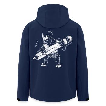 Royal Rhino – Kreativer König mit Stift - Recycelte Männer Softshell-Jacke von Stanley/Stella - Navy - Hinten - AI Model Male 185 light (185cm)
