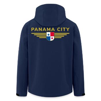 Panama City T-Shirt Design - Recycelte Männer Softshell-Jacke von Stanley/Stella - Navy - Hinten - AI Model Male 185 light (185cm)