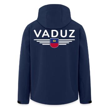 Design de t-shirt Vaduz pour les fans - Veste softshell homme en polyester recyclé Stanley/Stella - marine - Dos - AI Model Male 185 light (185cm)