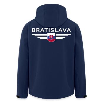 Bratislava, Slovakia Style Design T-Shirt - Men’s Recycled Softshell Jacket by Stanley/Stella - navy - Back - AI Model Male 185 light (185cm)