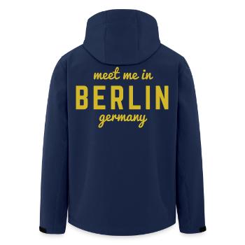 Berlin Germany Fan Flag Design T Shirt - Men’s Recycled Softshell Jacket by Stanley/Stella - navy - Back - AI Model Male 185 light (185cm)