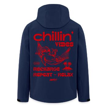 Chillin' Vibes Hammock Relax - Men’s Recycled Softshell Jacket by Stanley/Stella - navy - Back - AI Model Male 185 light (185cm)
