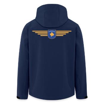 Conception du t-shirt Kosovo Fan - Veste softshell homme en polyester recyclé Stanley/Stella - marine - Dos - AI Model Male 185 light (185cm)