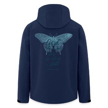 Bible verse Christian religious motif - Men’s Recycled Softshell Jacket by Stanley/Stella - navy - Back - AI Model Male 185 light (185cm)