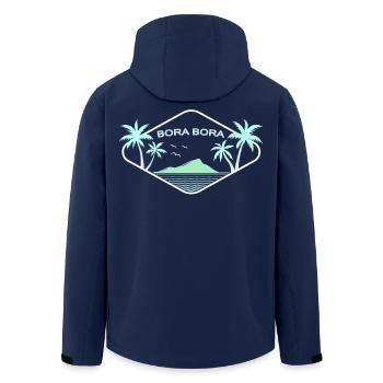 Bora Bora Palm Trees Sea Island Dream Beach Souvenir - Men’s Recycled Softshell Jacket by Stanley/Stella - navy - Back - AI Model Male 185 light (185cm)