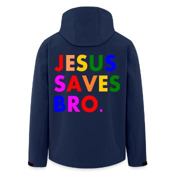 Jesus saves bro - Veste softshell homme en polyester recyclé Stanley/Stella - marine - Dos - AI Model Male 185 light (185cm)