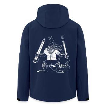 Kreativ-Krokodil mit Stift und Pinsel - Recycelte Männer Softshell-Jacke von Stanley/Stella - Navy - Hinten - AI Model Male 185 light (185cm)