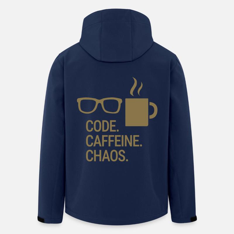 Code. Caféine. Chaos. - Veste softshell homme en polyester recyclé Stanley/Stella - marine