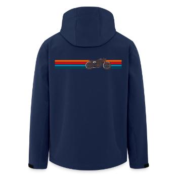 Motocyclette Café Racer Design rétro - Veste softshell homme en polyester recyclé Stanley/Stella - marine - Dos - AI Model Male 185 light (185cm)