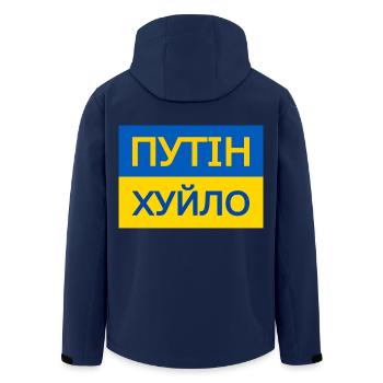 putin khuylo - Men’s Recycled Softshell Jacket by Stanley/Stella - navy - Back - AI Model Male 185 light (185cm)