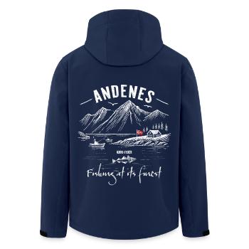La pêche à son meilleur - Andenes - Norvège - Veste softshell homme en polyester recyclé Stanley/Stella - marine - Dos - AI Model Male 185 light (185cm)